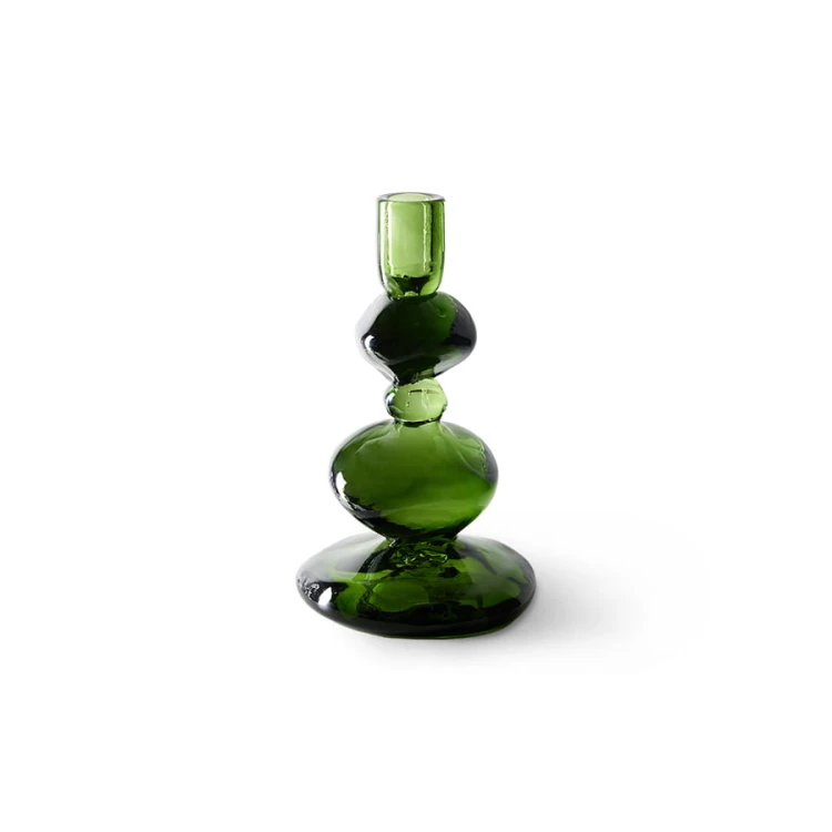 HKLIVING - szklany świecznik emerald zielony
