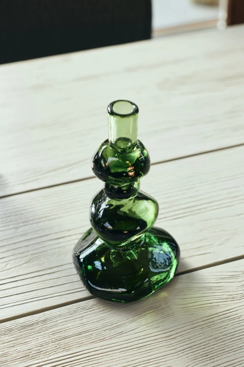 HKLIVING - szklany świecznik emerald zielony