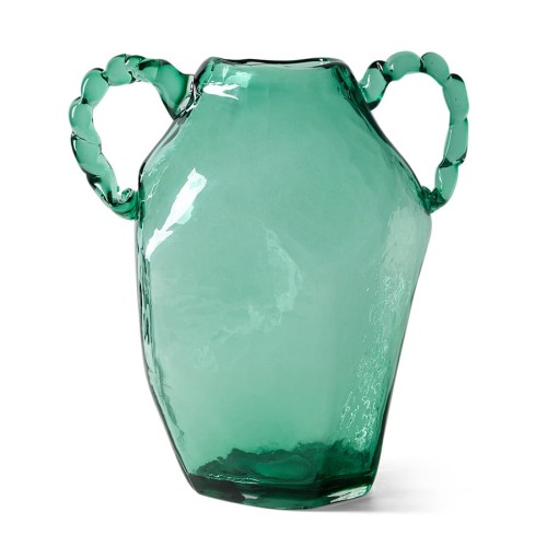 HKLIVING - szklany wazon Amfora sapphire 34 cm z uszami