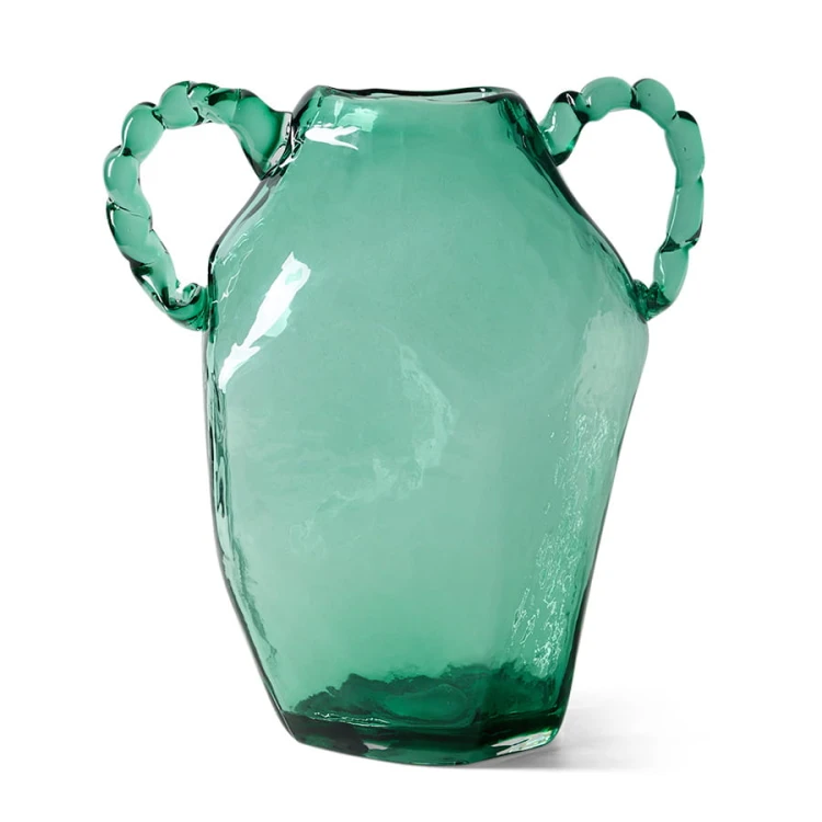 HKLIVING - szklany wazon Amfora sapphire 34 cm z uszami