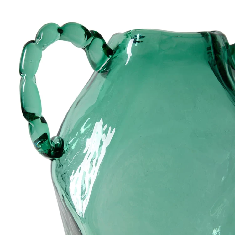 HKLIVING - szklany wazon Amfora sapphire 34 cm z uszami