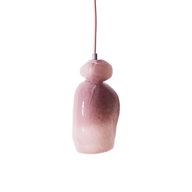 HKLIVING - Lampa sufitowa ze szkła w różowym kolorze
