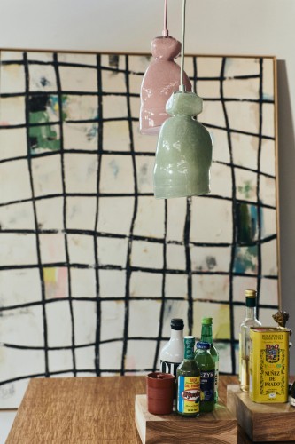 HKLIVING - Lampa sufitowa ze szkła w różowym kolorze