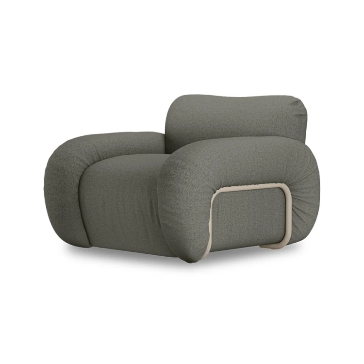 HKLIVING -Fotel wypoczynkowy ARC rama piaskowa army green wander