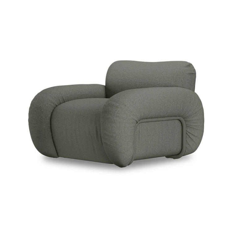 HKLIVING -Fotel wypoczynkowy ARC rama jesionowa army green wander
