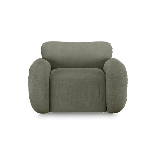 HKLIVING -Fotel wypoczynkowy ARC rama piaskowa army green linen
