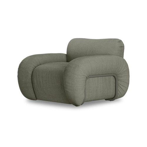 HKLIVING -Fotel wypoczynkowy ARC rama jesionowa army green linen