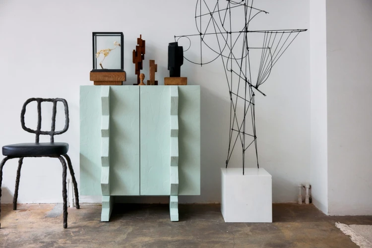 HKLIVING - Szafka Forma ice blue z wyrazistymi uchwytami