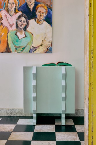 HKLIVING - Szafka Forma ice blue z wyrazistymi uchwytami