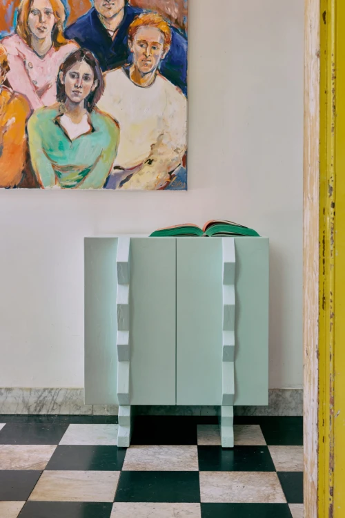 HKLIVING - Szafka Forma ice blue z wyrazistymi uchwytami