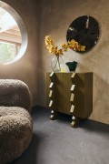 HKLIVING - Szafka Forma olive green z wyrazistymi uchwytami
