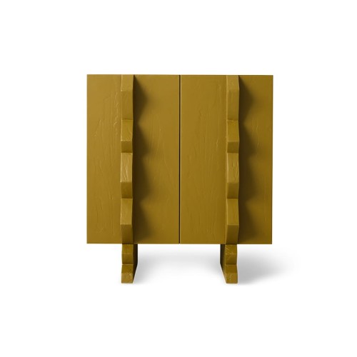 HKLIVING - Szafka Forma olive green z wyrazistymi uchwytami
