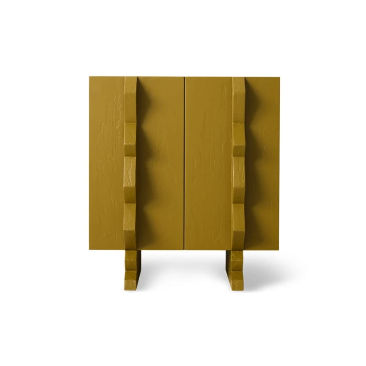 HKLIVING - Szafka Forma olive green z wyrazistymi uchwytami