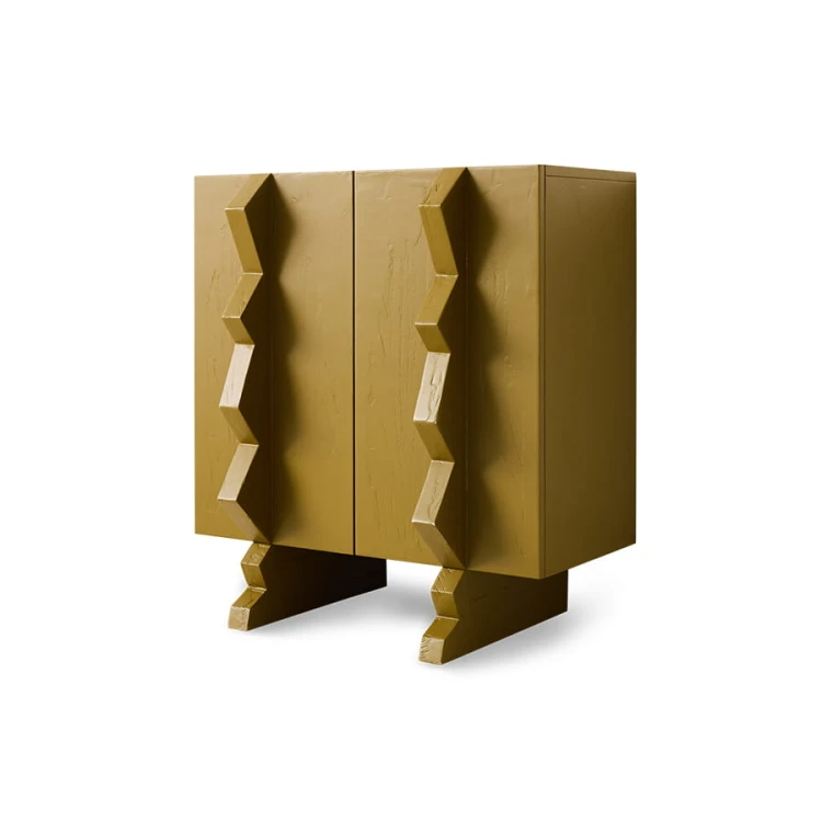 HKLIVING - Szafka Forma olive green z wyrazistymi uchwytami