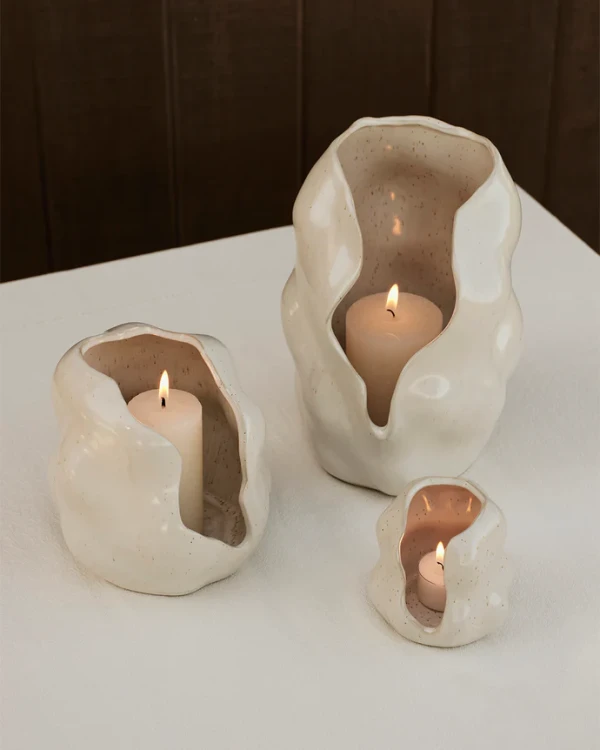 Broste Copenhagen-świecznik Hekla Hurricane jasny 24 cm