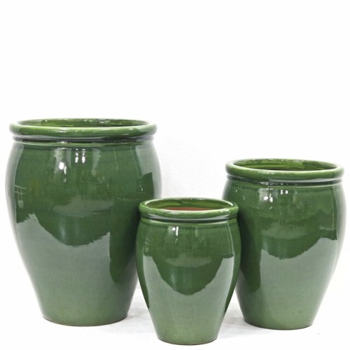 Lauvring - zestaw zielonych donic ogrodowych szkliwionych Blanka