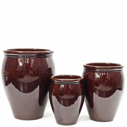 Lauvring - zestaw brązowych donic ogrodowych szkliwionych Blanka