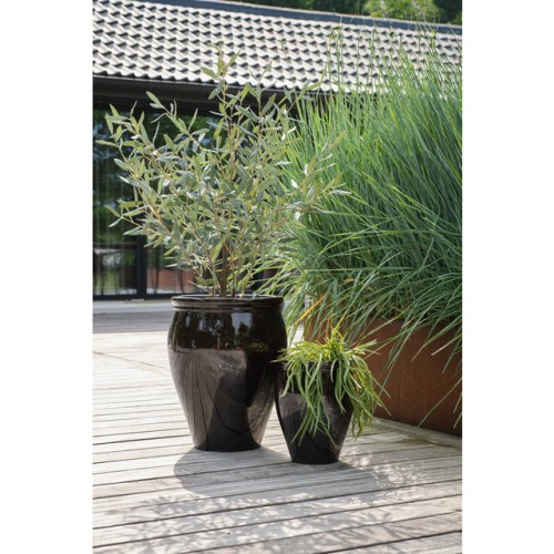 Lauvring - zestaw brązowych donic ogrodowych szkliwionych Blanka