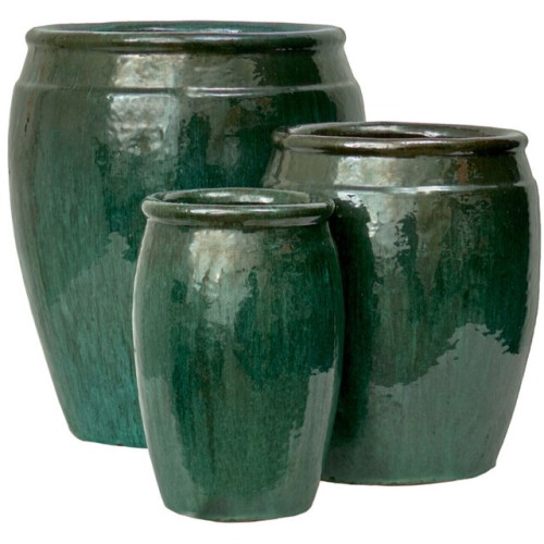 Lauvring - zestaw zielonych donic ogrodowych szkliwionych Angelo