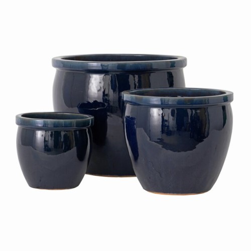 Lauvring - granatowe donice ogrodowe szkliwione Karma