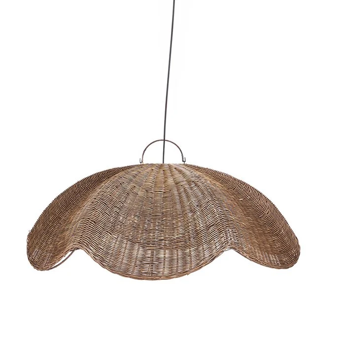 Bazar Bizar - lampa sufitowa Wave z rattanu L ciemna