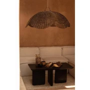 Bazar Bizar - lampa sufitowa Wave z rattanu L ciemna
