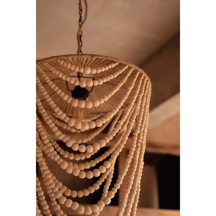Bazar Bazar - Żyrandol naturalny z drewnianych koralików Wooden