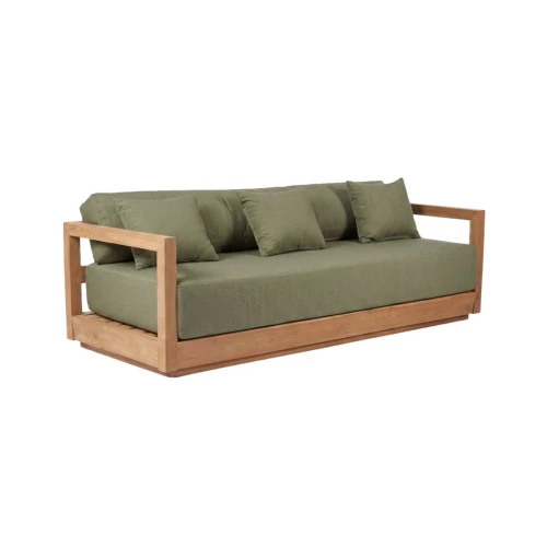 Bazar Bizar - sofa trzyosobowa tekowa Ulmas zielona