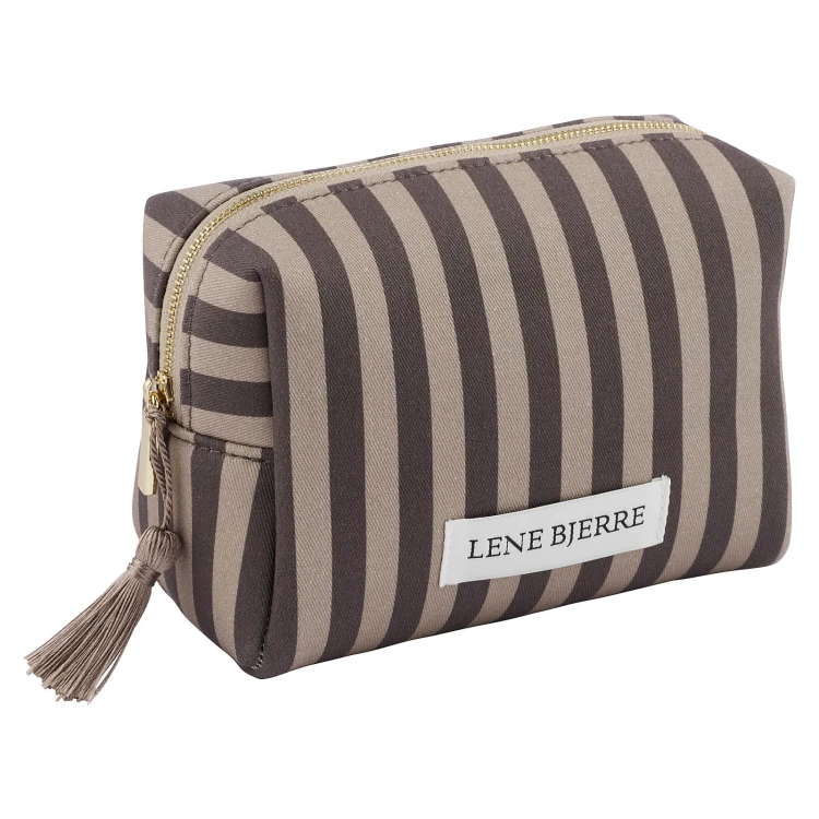 LENE BJERRE - kosmetyczka Ayille Stripe brązowa
