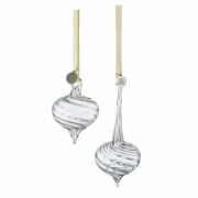 LENE BJERRE – Zestaw 2 ozdób Milene, przezroczyste szkło, 14 cm
