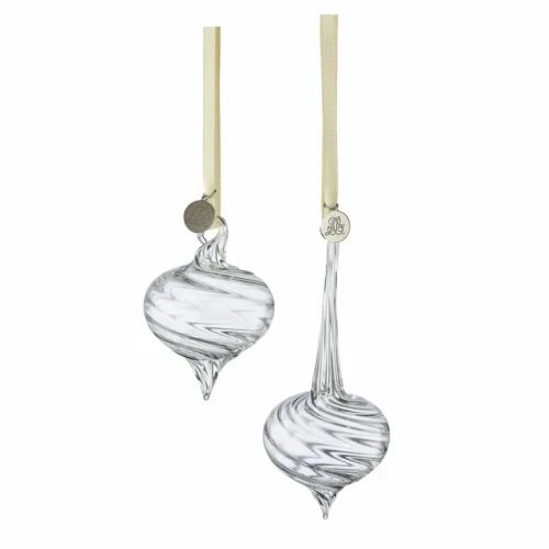 LENE BJERRE – Zestaw 2 ozdób Milene, przezroczyste szkło, 14 cm