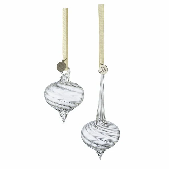 LENE BJERRE – Zestaw 2 ozdób Milene, przezroczyste szkło, 14 cm