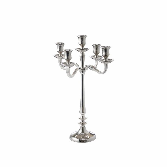 LENE BJERRE – świecznik Silla na 5 świec, srebrny, 40 cm
