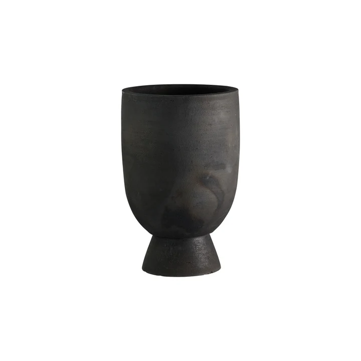TINE K HOME – Doniczka RAKU na stopce, kolor Black, Ø 19 x H 30 cm