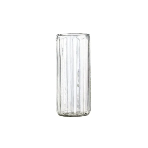 TINE K HOME – Wazon szklany z serii Mata, rowkowany, Ø 10 x H 23 cm