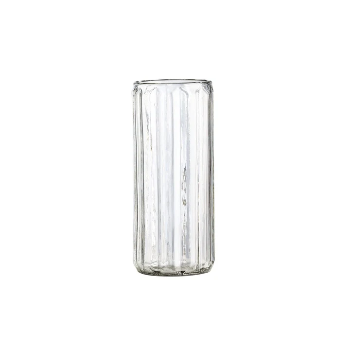TINE K HOME – Wazon szklany z serii Mata, rowkowany, Ø 10 x H 23 cm