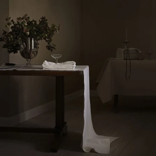 TINE K HOME – Obrus lniany z serii FRAY, Cream, 145 x 360 cm